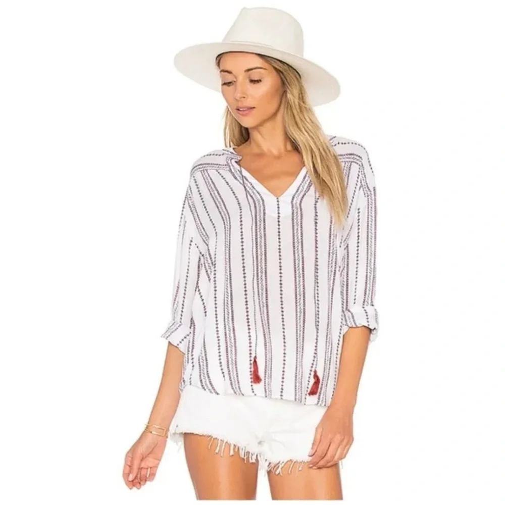 Rails Emily Braided Stripe Popover Top XS Coastal Summer
